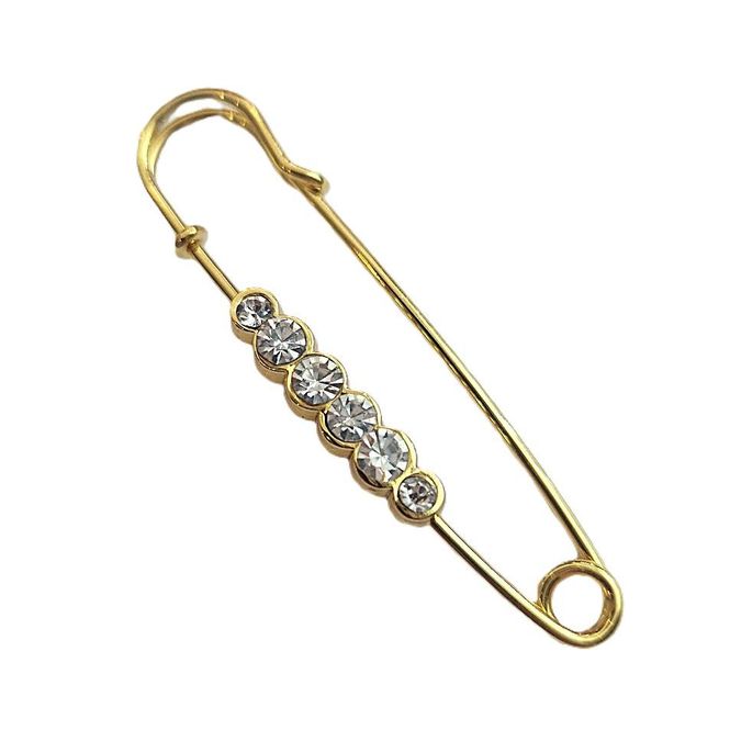 Hovedbilde Kiltnål gull med strass 70 mm