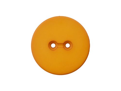 Polyesterknapp resirkulert plast 2 hulls mørk gul 18 mm