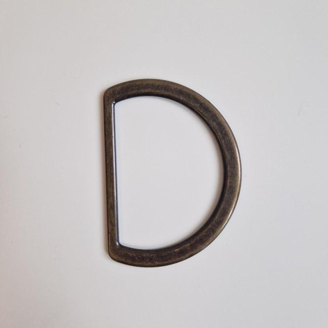 Hovedbilde D-ring flat 60 mm antikk messing