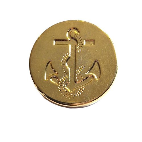 Metallknapp med øye gull anker 20 mm