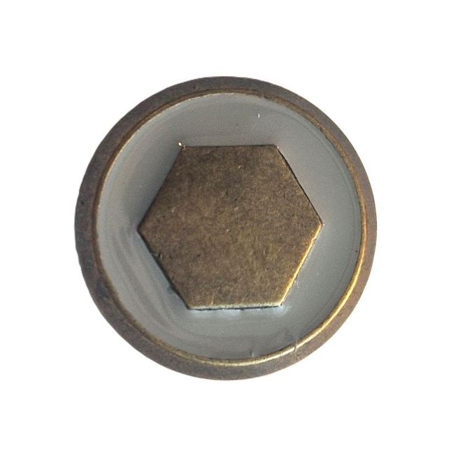 Hovedbilde Metallknapp med øye antikk gull grå 20 mm