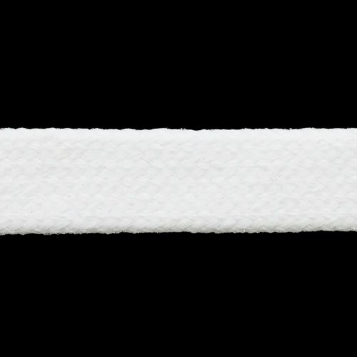 Flat lisse snor bomull 20 mm hvit