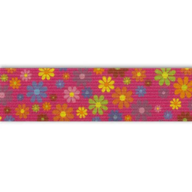 Hovedbilde Rosa elastikk med blomster 30 mm