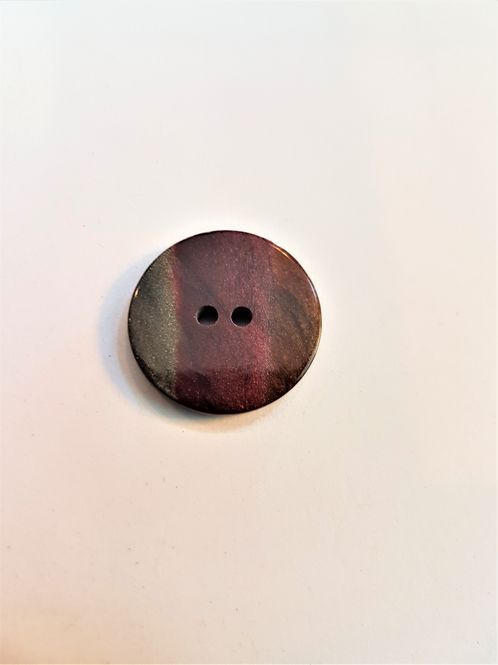Hovedbilde Polyesterknapp 2 hulls rødbrun grønn blank 23 mm