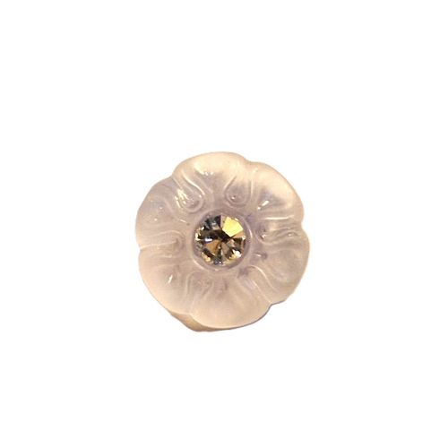 Knapp med øye hvit blomst med stein 12 mm