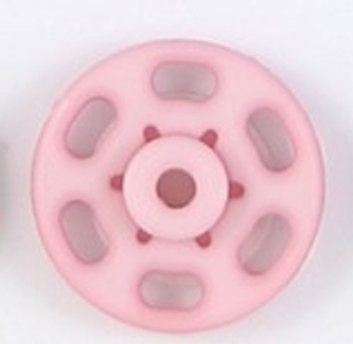 Lett patentknapp lys rosa 15 mm
