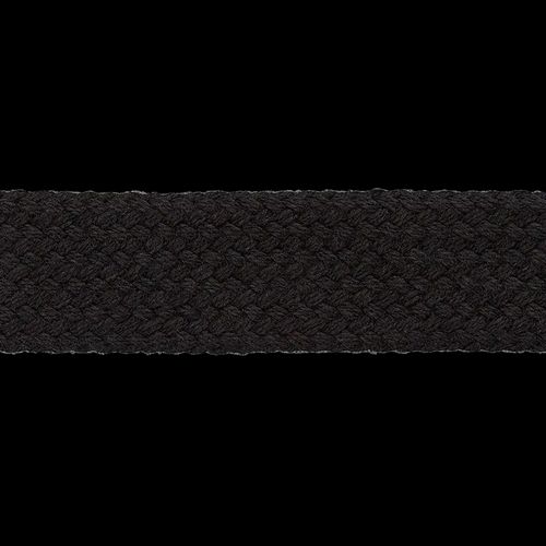 Flat lisse snor bomull 20 mm sort