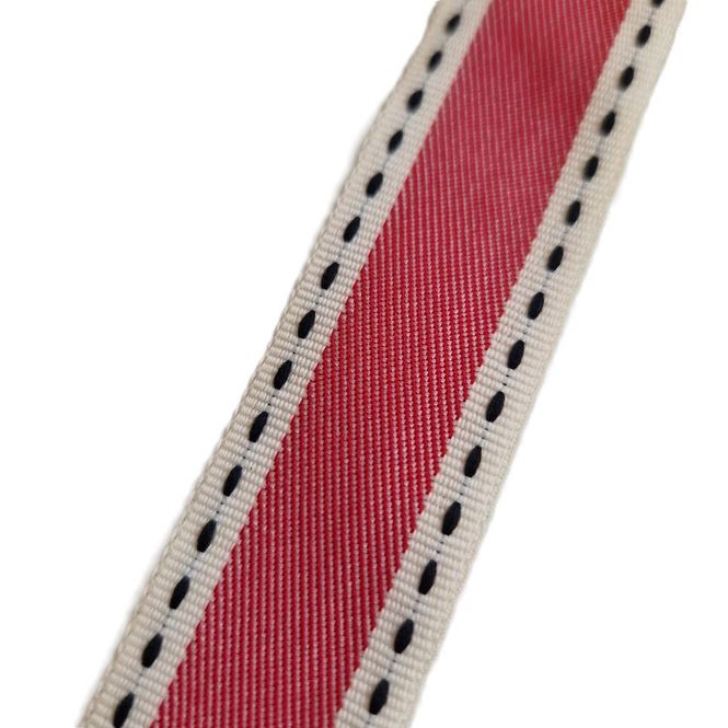 Hovedbilde Dekorbånd Vintage stitch 25 mm rød