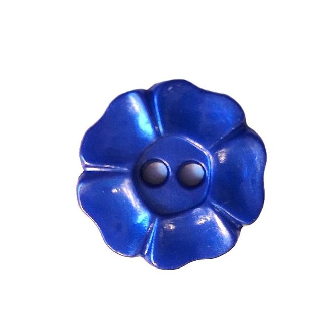 Hovedbilde Knapp med 2 hull blomst koboltblå 13 mm